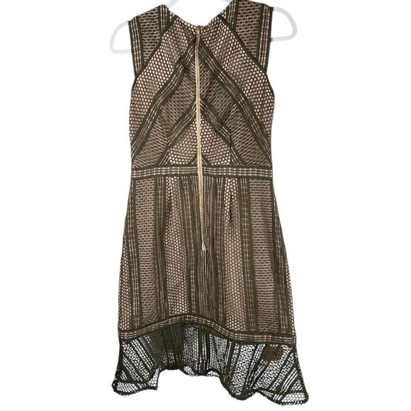 Marie Oliver Hunter Green Lace Sleeveless Flounce Mini Cocktail Dress Size 6 - Picture 3 of 8